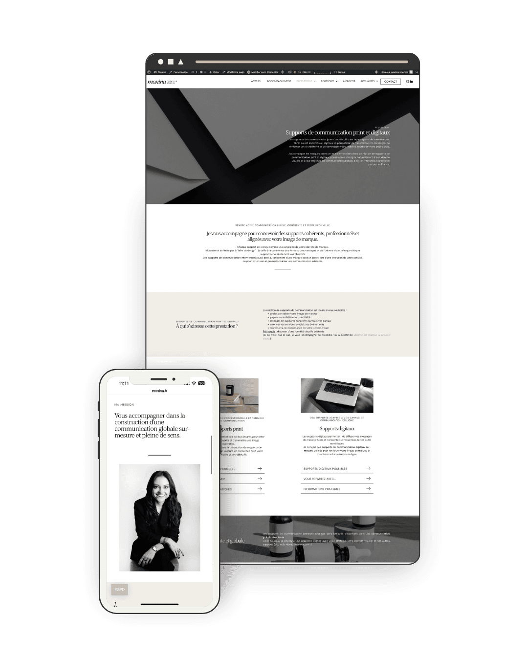 création site WordPress - monina.fr