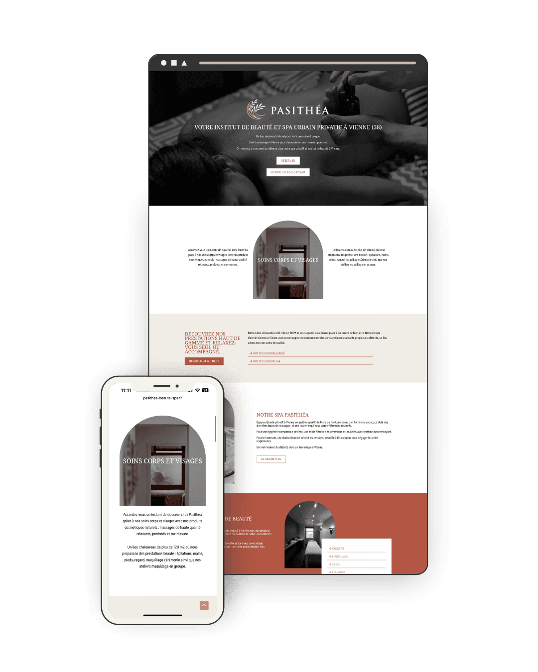 création site WordPress avec integration du logiciel de réservation - pasithea-beaute-spa.fr